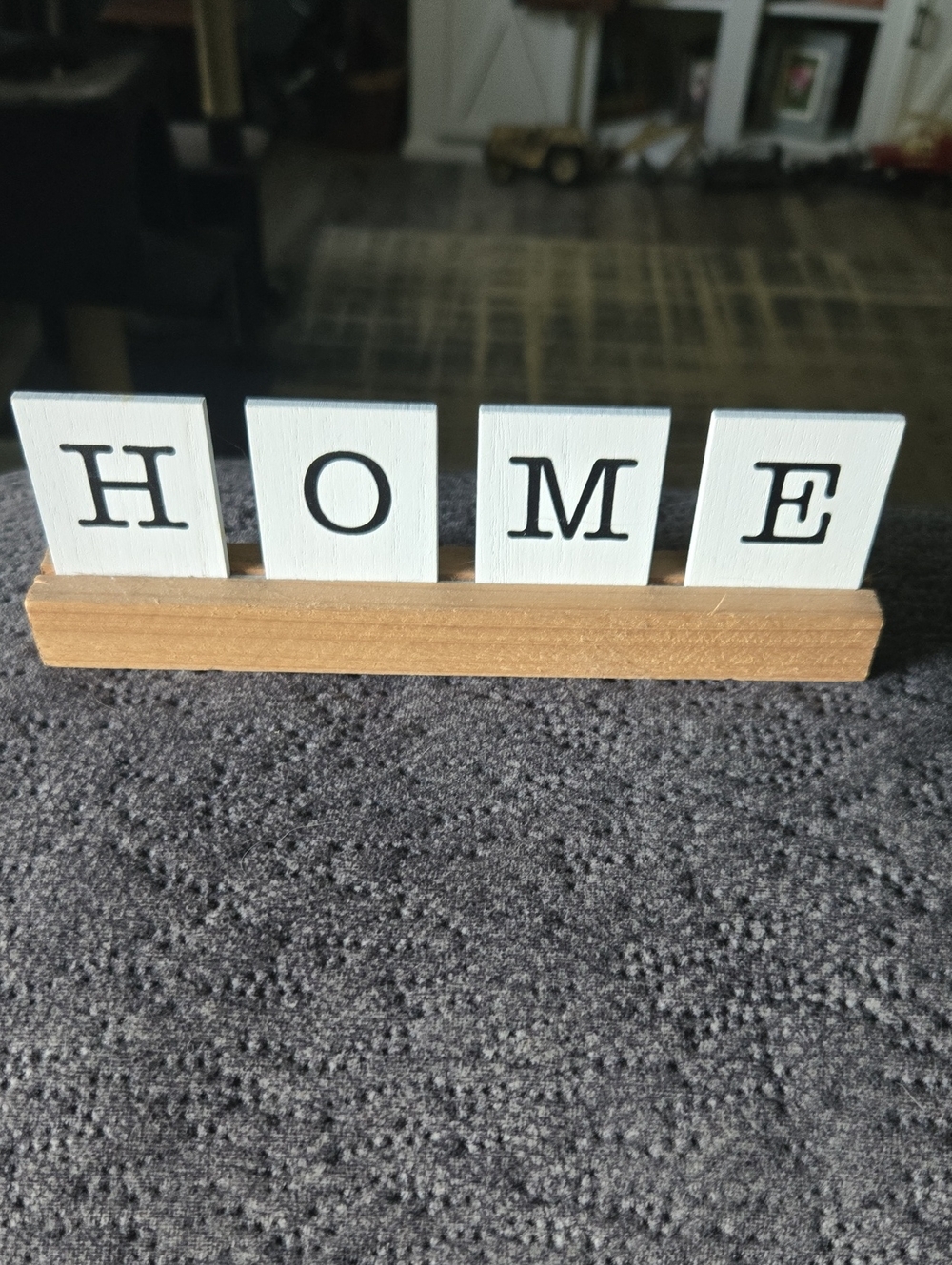 HOME Wooden Block Shelf Decor in White and Natural Wood